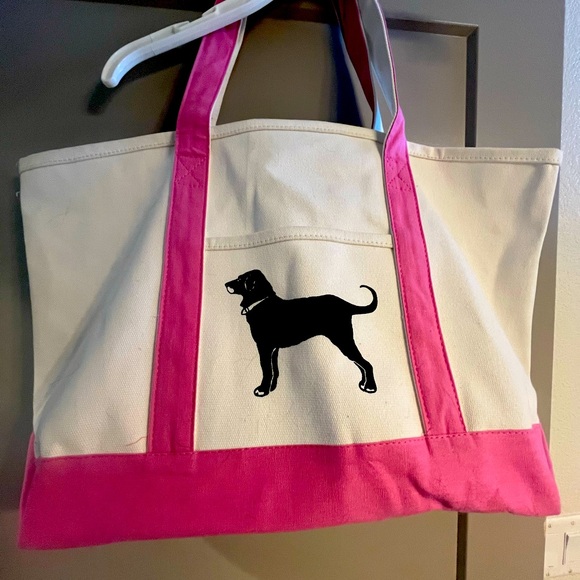 "The Black Dog" Pink Canvas Tote Bag – Classic & Coastal - Picture 1 of 1